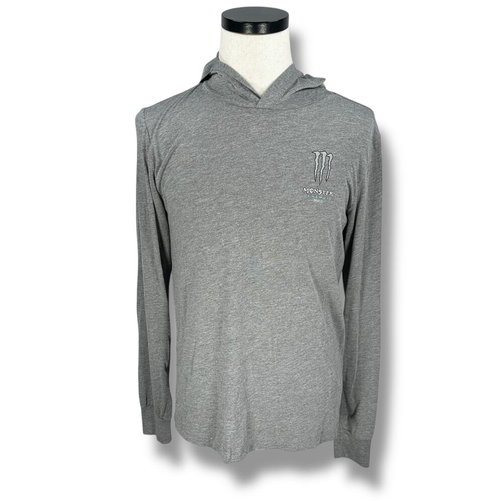 Monster Energy Ultra Lightweight T-Shirt Jersey Hoodie‎ Men’s Medium Gray Cotton